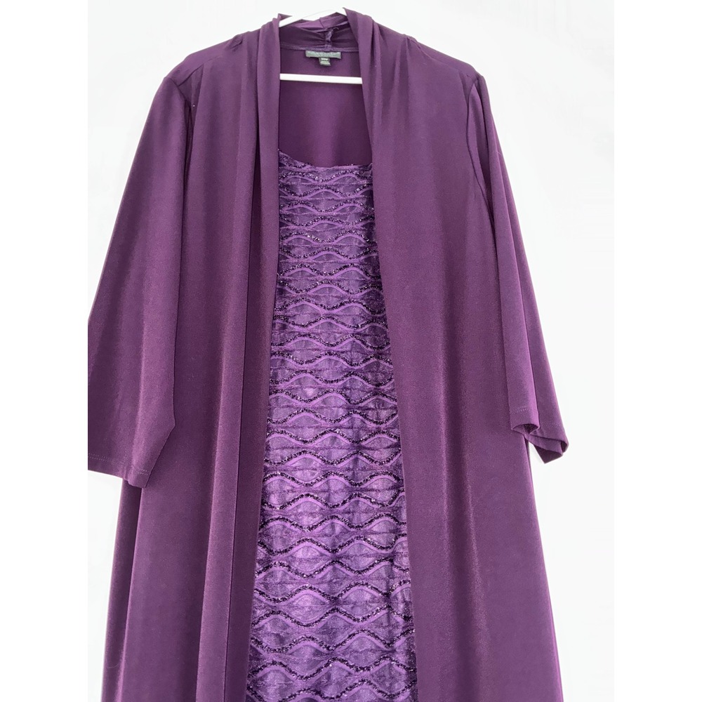 Connected Apparel Jacket Dress Women 20W Purple Glitter Wave Textured 2pc Set - Picture 9 of 10